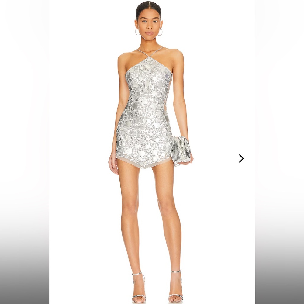 Lovers + Friends Silver Sequin Mini Dress
